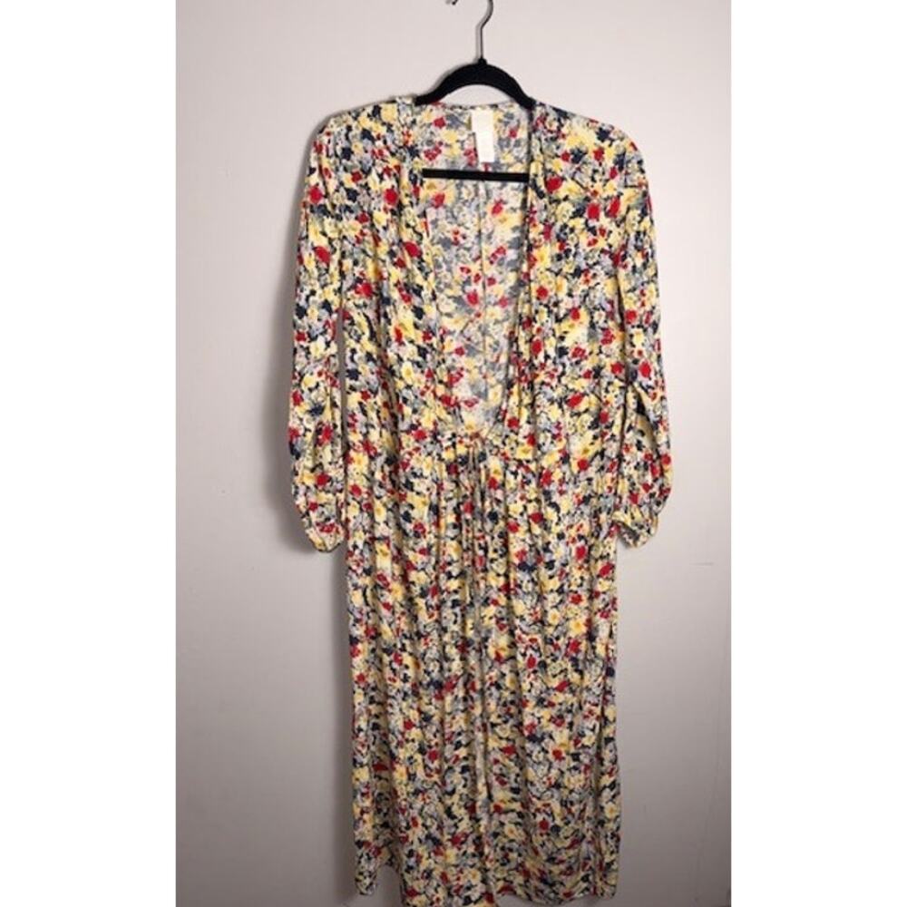 H&M Floral Tie-Waist Dress Women Small Boho Romantic Cottagecore Festival Light